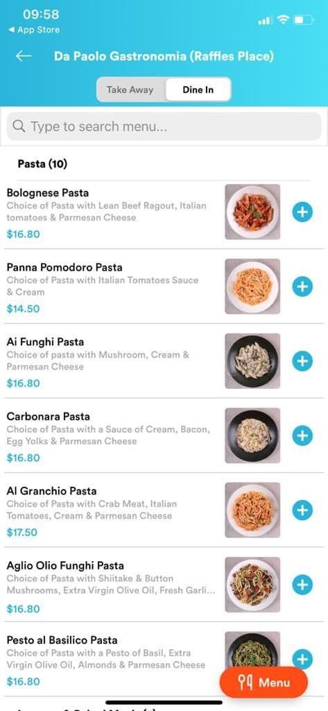 Waitrr ordering app showing a restaurant menu