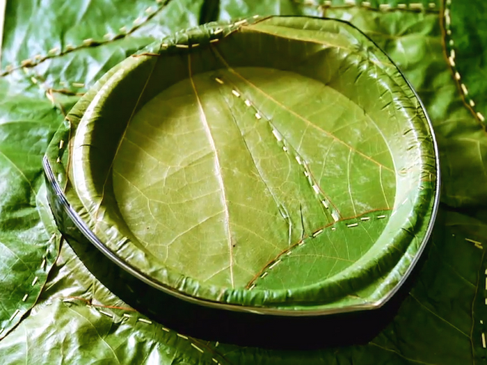 A palm-leaf plate made by Leaf Republic